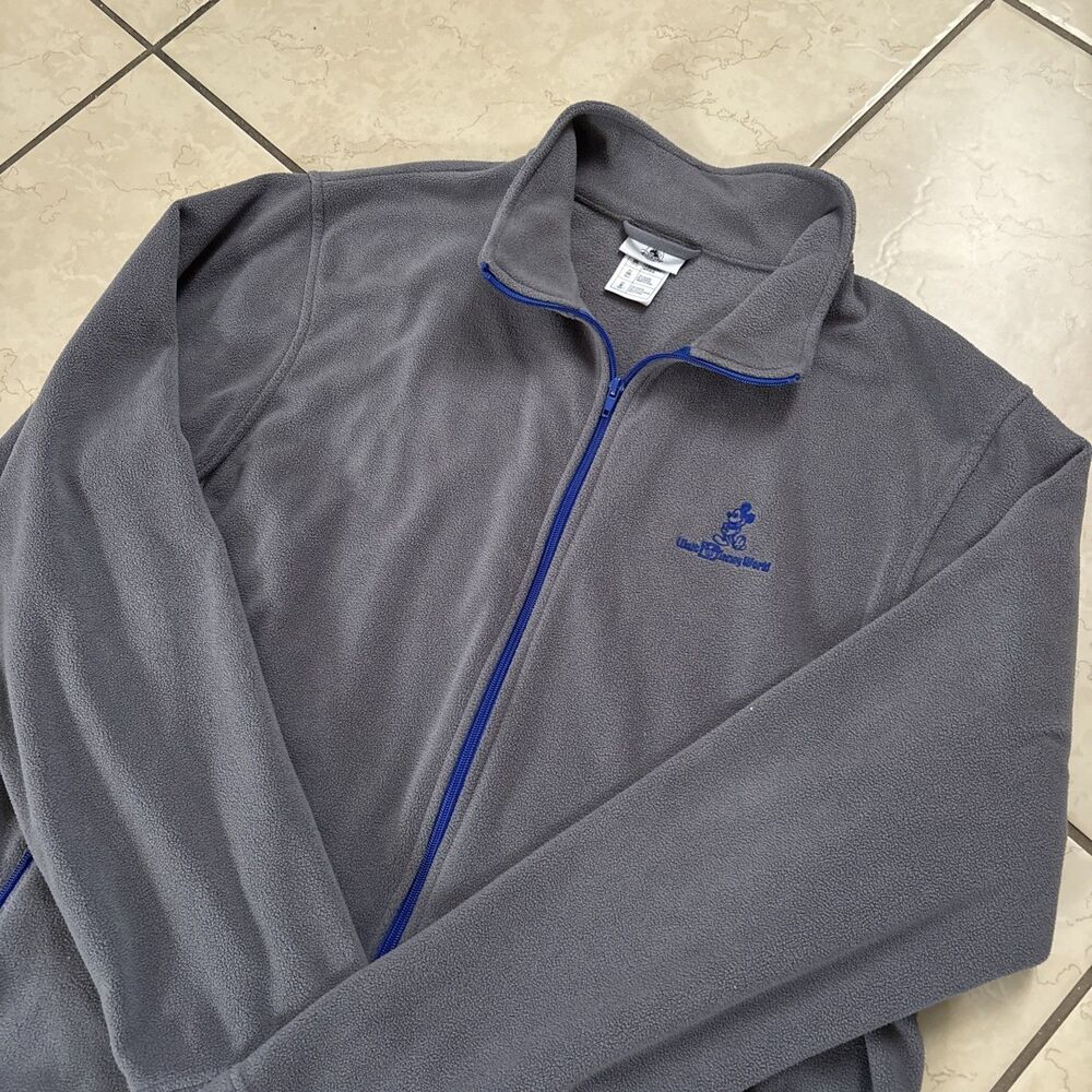 Disney Parks Fleece Full Zip XL Gray Disneyland Mickey Sweatshirt Long Sleeve